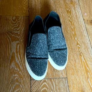 Vince platform slip on fabric outside and leather inside size 7.5